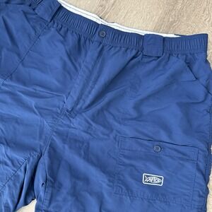 AFTCO Cargo Fishing Shorts Men's 46 Navy Blue 7.5" Inseam Performance Nylon